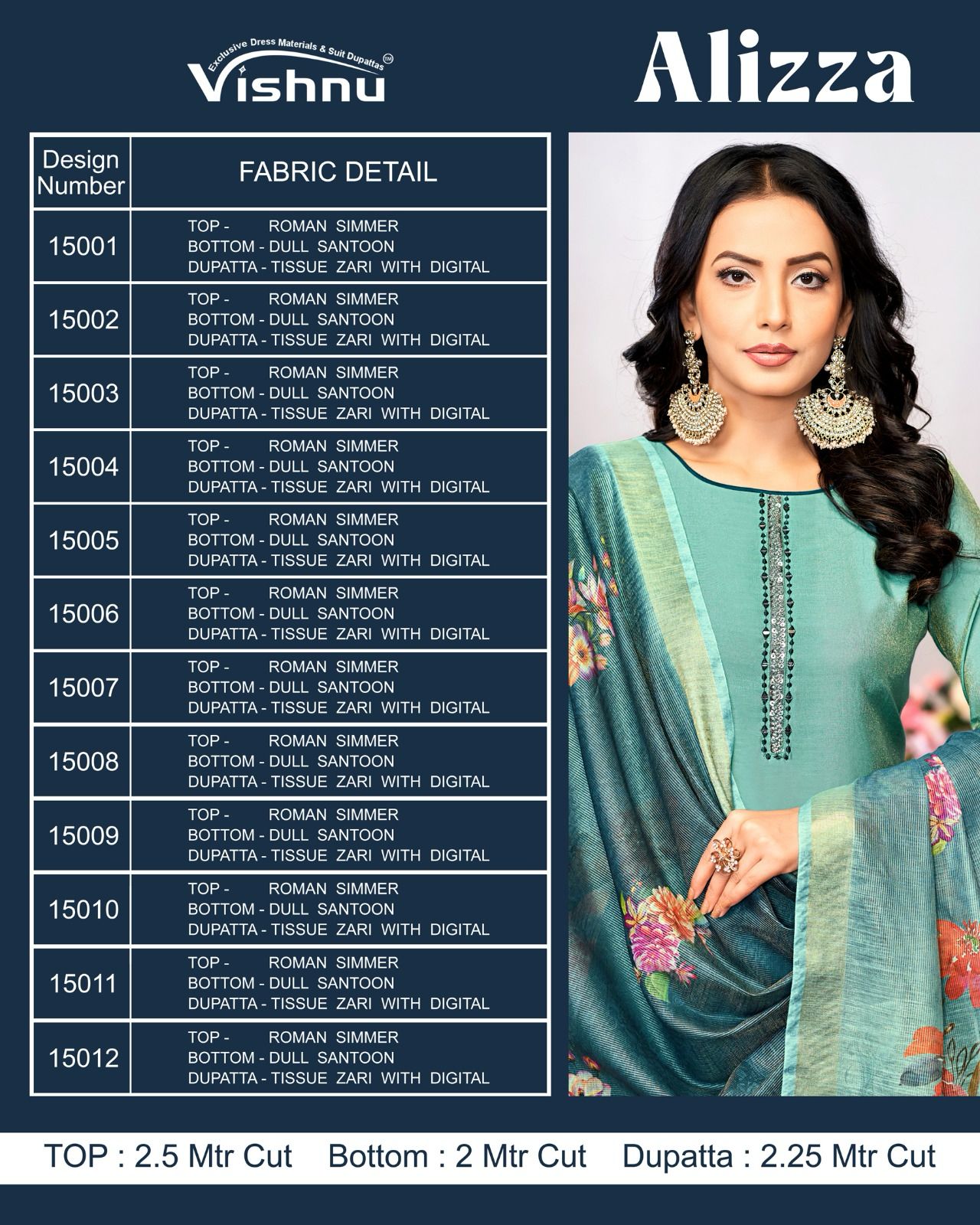 Alizza By Vishnu Roman Shimmer Designer Dress Material Exporters In India